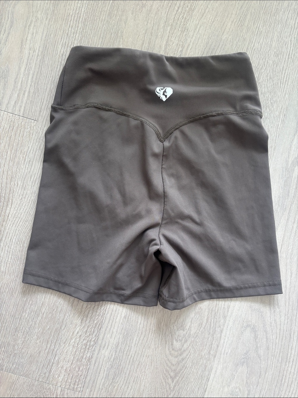 High-Rise Bike Shorts in Cocoa with Subtle Logo